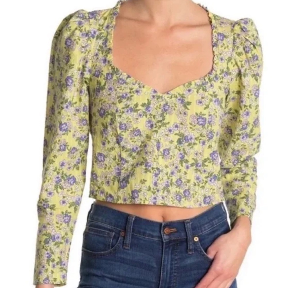 NWT! Topshop Floral Crop Long Sleeve Top - Multiple Sizes 💿